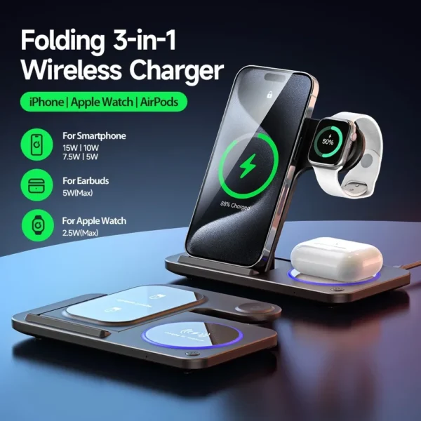 3-in-1 Wireless Charger – Fast & Safe Charging for Your Devices