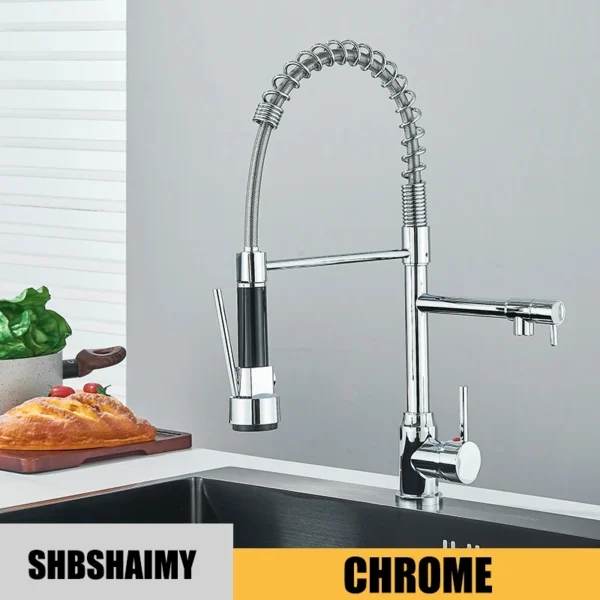 Kitchen Sink Faucet Pull Down Hot and Cold Water Mixer2 Mode Tap with Dual Spout 360 Rotation Flexible Deck Mounted - Image 16