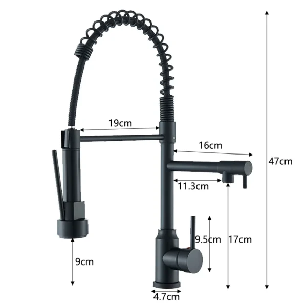 Kitchen Sink Faucet Pull Down Hot and Cold Water Mixer2 Mode Tap with Dual Spout 360 Rotation Flexible Deck Mounted - Image 4