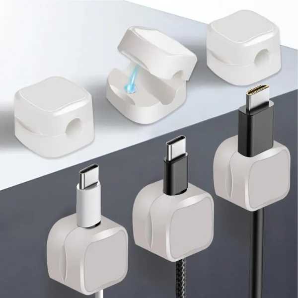 6PCS Magnetic Cable Organizer – Desktop Wire Holder & Cord Management Clips - Image 9