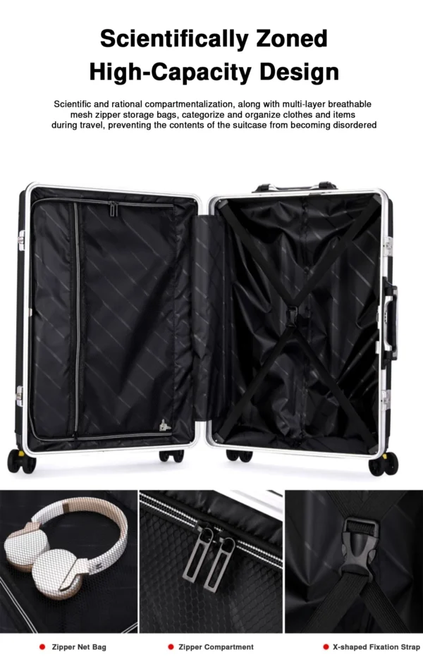 YYW Aluminum Frame Spinner Carry-On – 20” Secure Travel Suitcase - Image 10